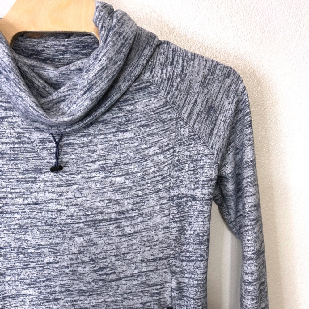 Soft Surroundings Women's L Blue Space Dye Cowl Neck Pullover Top Gorpcore Gym - Picture 2 of 8